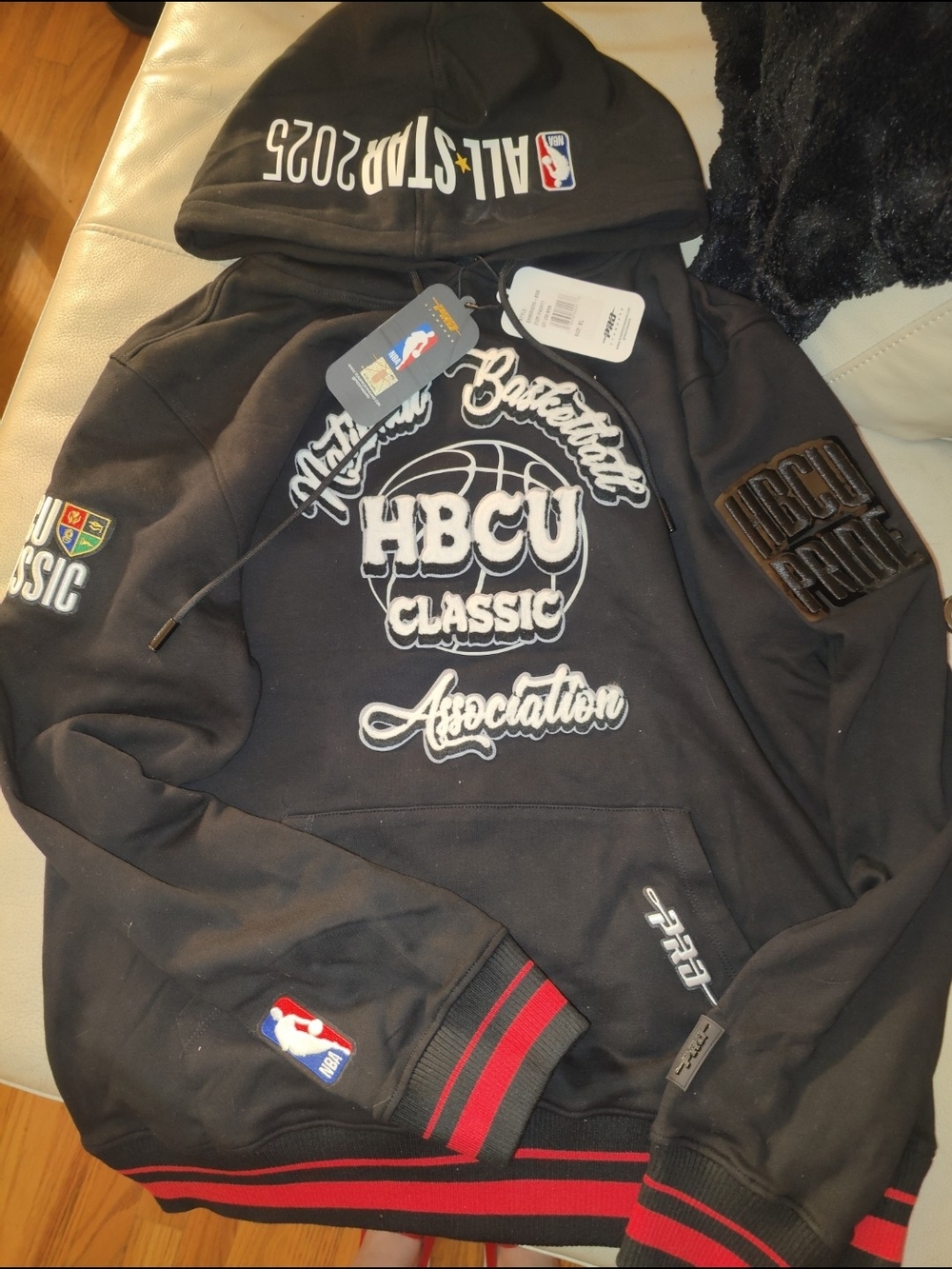 Pro standard NBA Black HBCU Classic Pullover Hoodie with Red Trim